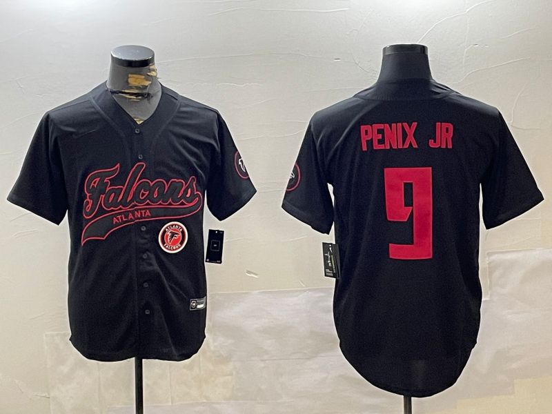 Men Atlanta Falcons #9 Penix jr Black Joint Name 2024 Nike Limited NFL Jersey style 3